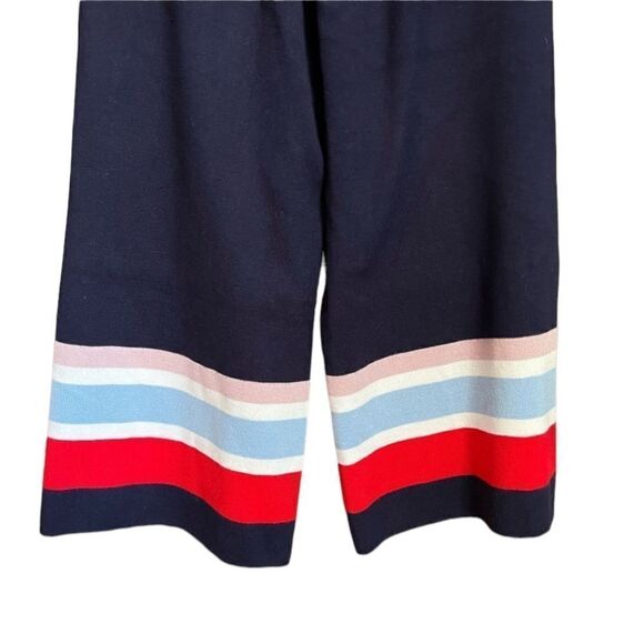 New look wide leg navy knit striped pants. Size 4 - Picture 4 of 11